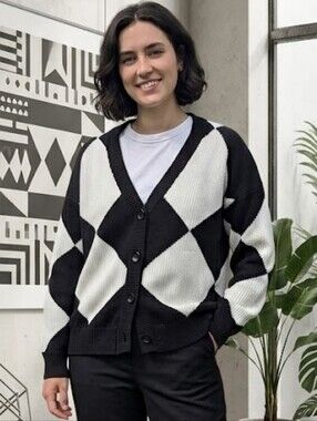 Elan Argyle Cardigan Dark Academia Whimsigoth Preppy